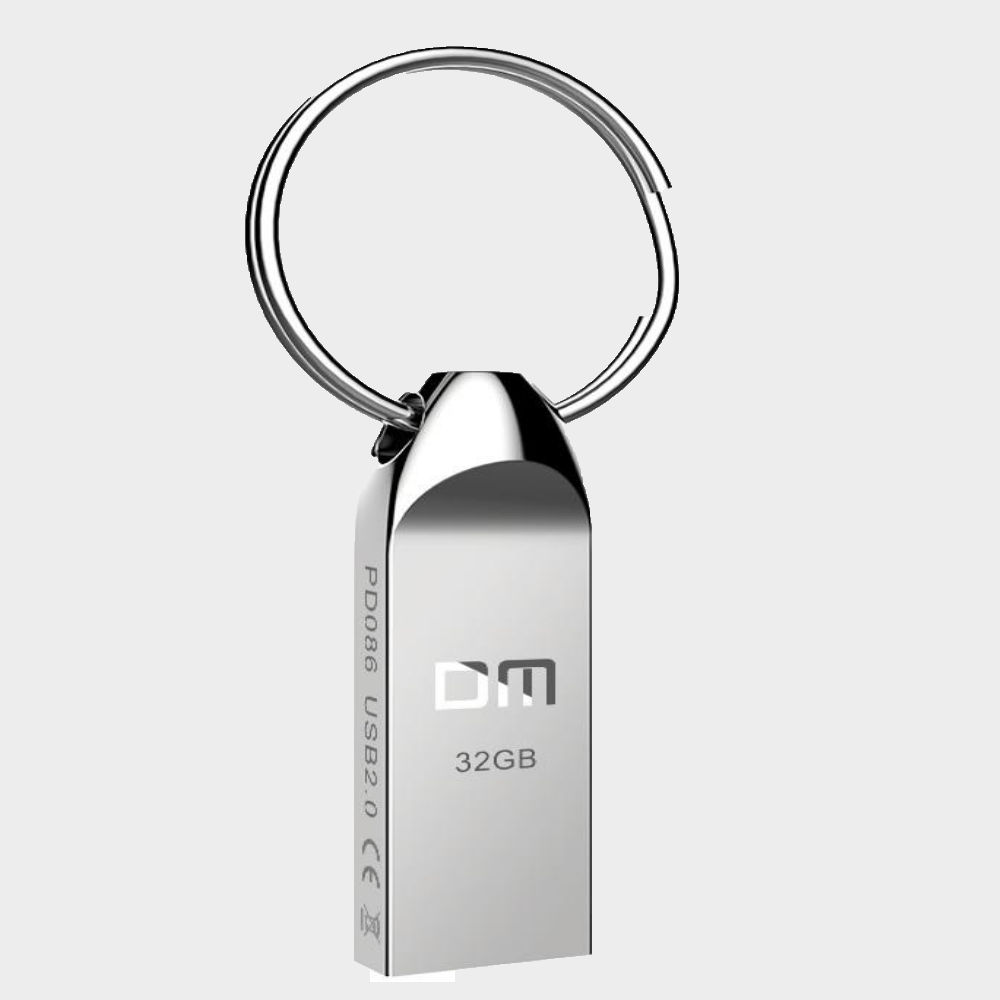 DM 32GB Metallic Keyring Flash Drive USB 2.0