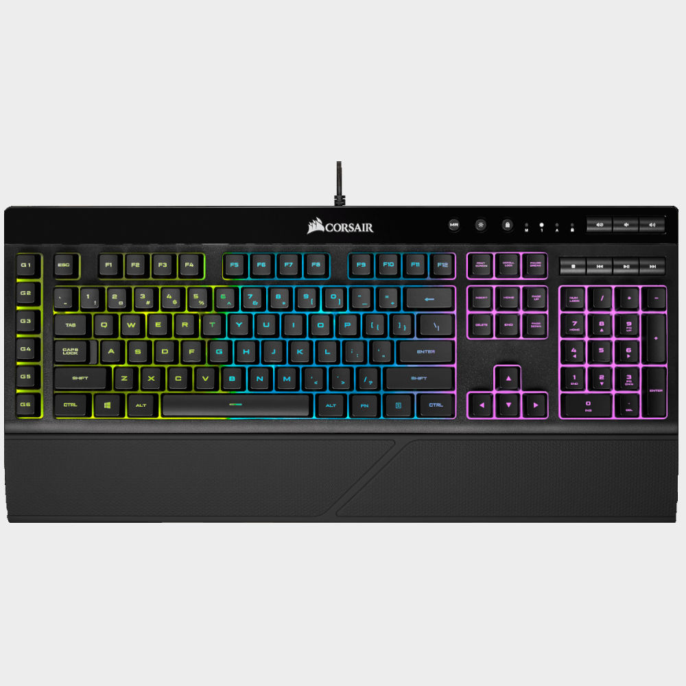 Corsair K55 RGB; Rubber Dome Gaming Keyboard; RGB Backlight; Multi Media Keys - Image 3